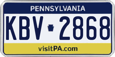 PA license plate KBV2868