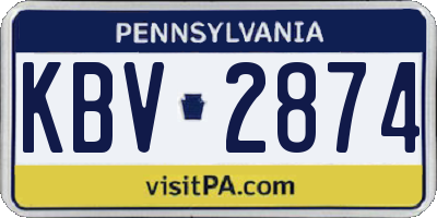 PA license plate KBV2874