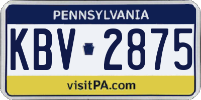 PA license plate KBV2875