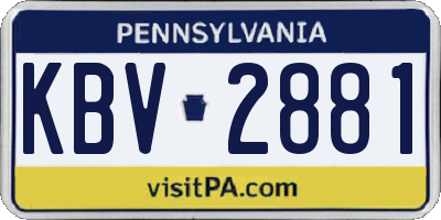 PA license plate KBV2881