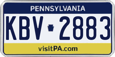 PA license plate KBV2883