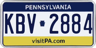 PA license plate KBV2884