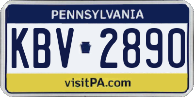 PA license plate KBV2890