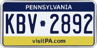 PA license plate KBV2892