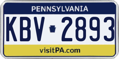 PA license plate KBV2893
