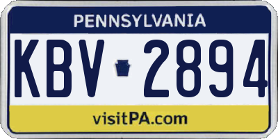 PA license plate KBV2894