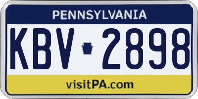 PA license plate KBV2898