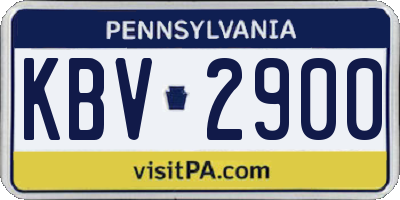 PA license plate KBV2900
