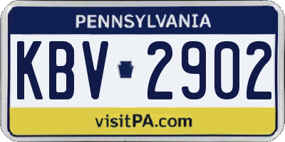 PA license plate KBV2902