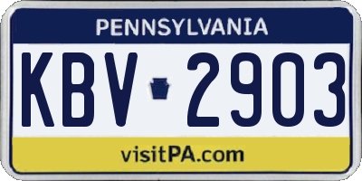 PA license plate KBV2903