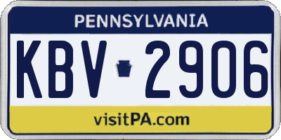 PA license plate KBV2906