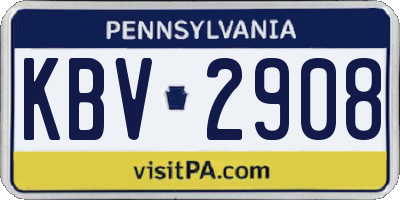 PA license plate KBV2908