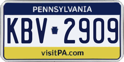 PA license plate KBV2909