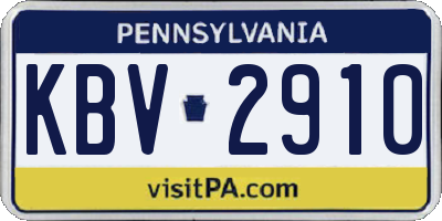 PA license plate KBV2910