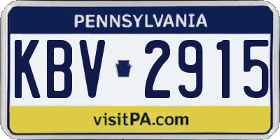 PA license plate KBV2915