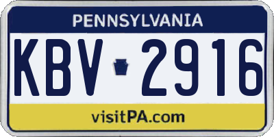 PA license plate KBV2916