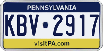 PA license plate KBV2917