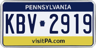 PA license plate KBV2919