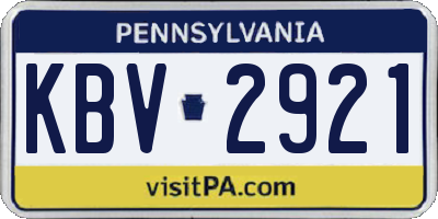 PA license plate KBV2921
