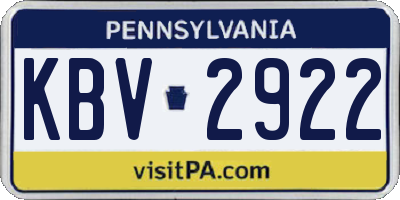 PA license plate KBV2922