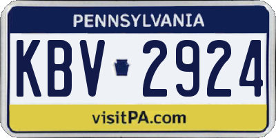 PA license plate KBV2924