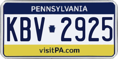 PA license plate KBV2925
