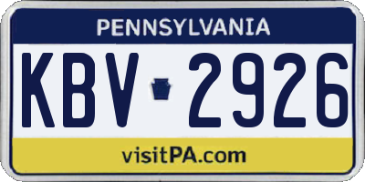 PA license plate KBV2926