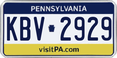 PA license plate KBV2929
