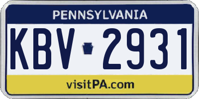 PA license plate KBV2931