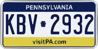PA license plate KBV2932