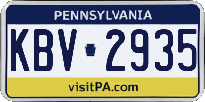 PA license plate KBV2935