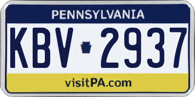 PA license plate KBV2937