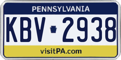 PA license plate KBV2938