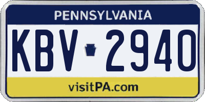 PA license plate KBV2940