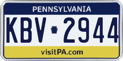 PA license plate KBV2944