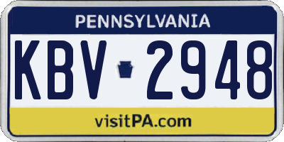 PA license plate KBV2948