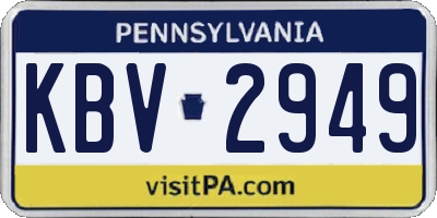 PA license plate KBV2949
