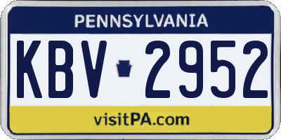 PA license plate KBV2952