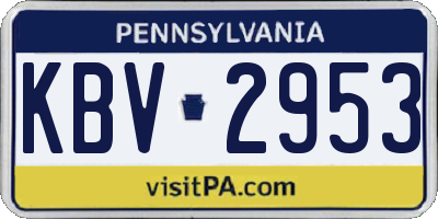 PA license plate KBV2953
