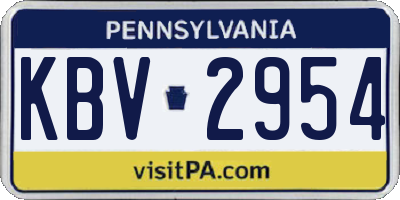 PA license plate KBV2954