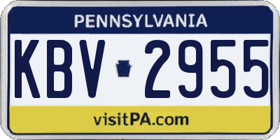 PA license plate KBV2955
