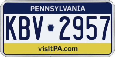 PA license plate KBV2957