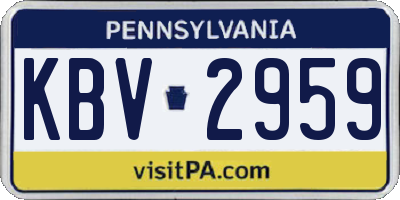 PA license plate KBV2959