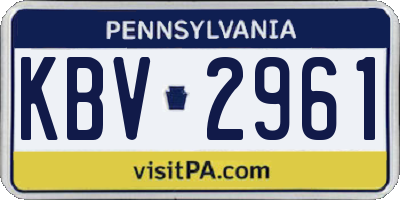 PA license plate KBV2961