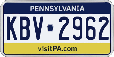 PA license plate KBV2962