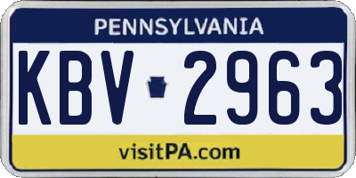 PA license plate KBV2963