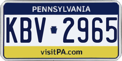 PA license plate KBV2965