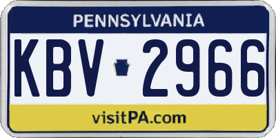 PA license plate KBV2966
