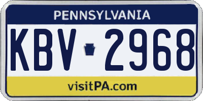 PA license plate KBV2968