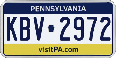 PA license plate KBV2972